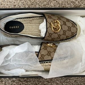 🚩SOLD🚩Women's GG matelassé canvas espadrille gucci loafers